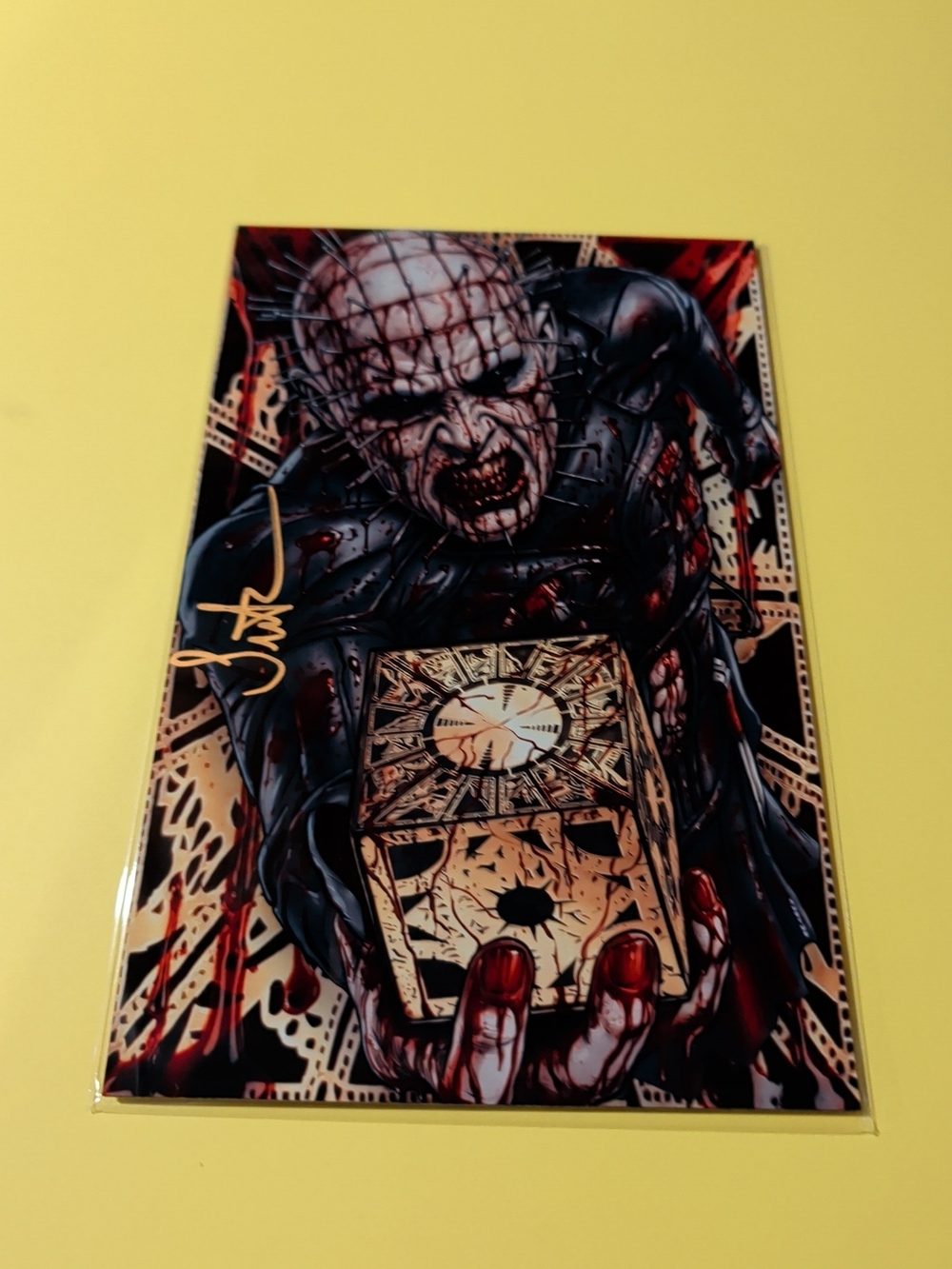 FRIGHT WEAVER  SUTUR HELLRAISER PINHEAD BLOODY PUZZLE BOX METAL SIGNED